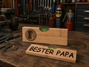 Wasserwaage mit Flaschenöffner „Bester Papa“
