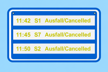Ausfall / Cancelled Schild