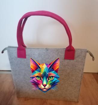 Filz Shopper mit Zipp Motiv Katze