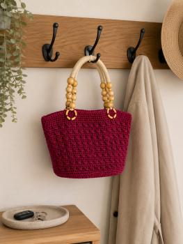 Gehäkelte Tasche weinrot