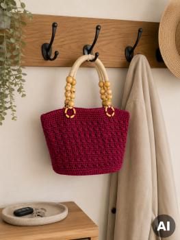 Gehäkelte Tasche weinrot