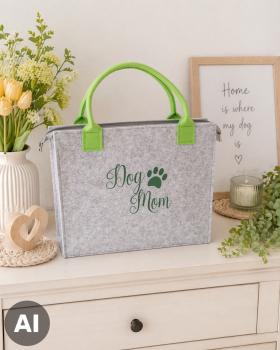 Filz Shopper mit Zipp "Dog Mom"