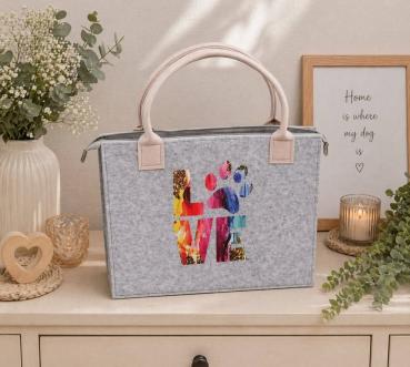 Filz Shopper mit Zipp "LOVE Pfote"