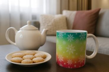 Keramiktasse Schneeflocken