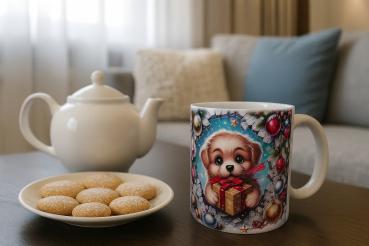 Keramiktasse Weihnachts Hund