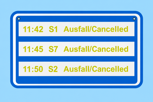 Ausfall / Cancelled Schild