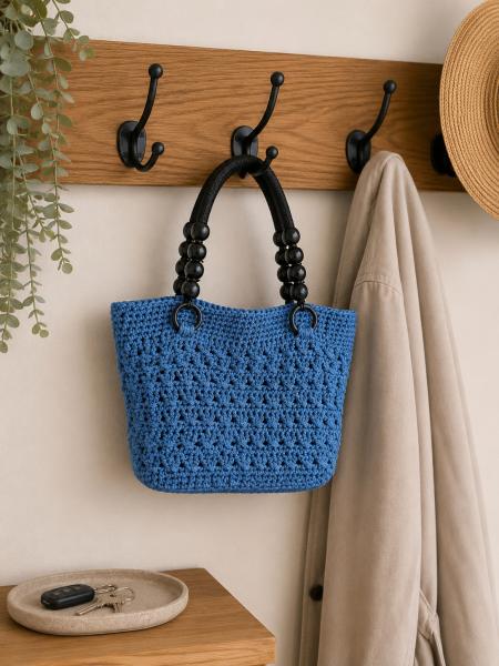 Gehäkelte Tasche grau