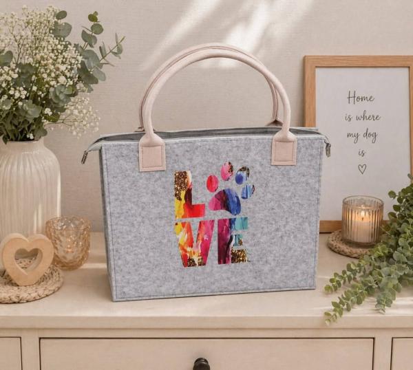 Filz Shopper mit Zipp "LOVE Pfote"